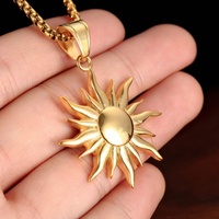 Collier pendentif soleil Hiphop MECYLIFE en acier inoxydable, bijoux de mode pour hommes