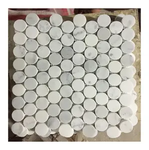 Penny round white carrara marble mosaic with competitive rate
