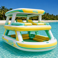 Île flottante gonflable, bar aquatique, château aquatique, plateforme avec hamac aquatique et canapé pour les vacances à la plage, les stations balnéaires et les lacs.