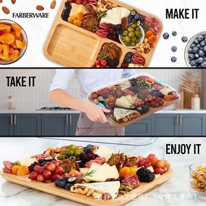 Plateau de service en bambou avec couvercle, plateau à fromage multifonctionnel pour la cuisine, pour collations, pain, fruits et assiettes à dîner - Product Image 2