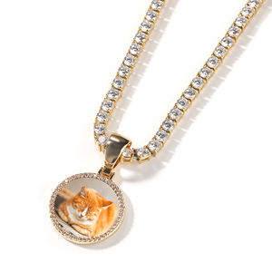 व्यक्तिगत दौर पिक्चर लटकन सादे हुक रिक्त फोटो मेमोरी हार फोटो पदकों के साथ कस्टम उपहार परिवार दोस्ती - Product Image 3