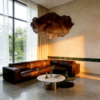 Canapé d'angle en cuir véritable personnalisé en forme de L avec chaise longue, droit ou gauche, marron antique, pour sous-sol