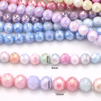 Manik-manik Kaca Kristal Bola Bunga Mocha 10mm Bentuk Rondelle Bersegi, Aksesoris Perhiasan Kalung Gelang DIY, Barang Setengah Jadi Stok