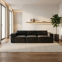 Canapé sectionnel moderne trois places confortable et inclinable avec mousse à mémoire de forme, forme carrée, rembourrage en tissu et éponge pour salon