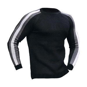 T-shirt à manches longues en tissu gaufré pour homme, col rond, couleur contrastée, coupe ajustée, style sport décontracté, pour l'automne et l'hiver - Product Image 6