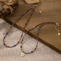 Collier classique rétro en pierres naturelles, plaqué or 18 carats, en acier inoxydable, pierres précieuses, style tendance pour mariage