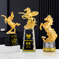 Trophée en Verre K9 de Haute Qualité, Cristal, Mascotte Cheval, Logo Personnalisé, Gravure Laser Dorée, Souvenir, Forme Ciselée, Cadeau Artistique