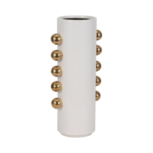 Vaso cilindrico in ceramica con pomelli dorati, decorazione moderna per soggiorno, camera da letto, ufficio - Product Image 3