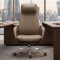 Chaise de bureau en similicuir de qualité supérieure, ergonomique, dossier haut, soutien lombaire, appui-tête réglable, pivotante avec fonction d'inclinaison