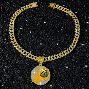 New Hot Selling Hiphop Alloy Circular <b>Basketball</b> Pendant Necklace Personalized Design Men's Necklaces Fashion Jewelry Wholesale - Product Image 4