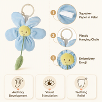 Jouet suspendu pour bébé en forme de fleur, mobile de berceau en peluche douce avec hochet et papier grinçant, jouet sensoriel à suspendre pour poussette, siège auto et lit pour nouveau-né