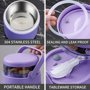 Lekfre SS304 cangkir Yogurt baja tahan karat dengan tutup pegangan dengan sendok plastik cangkir sereal ambil dan jalankan dengan Topping - Product Image 4