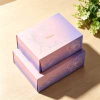 Boîte d'emballage rigide personnalisée avec logo dégradé rose et violet, élégante boîte cadeau pliable magnétique pour kit de soins de la peau