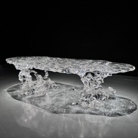 Table à thé en acrylique transparent effet cristal platine, modèle design, pour salon, table à manger créative de style italien, restaurant, villa