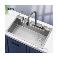 Luxe Nano Multifonctionnel Évier De Cuisine 304 En Acier Inoxydable Cascade Robinet Cuisine Éviers À La Main