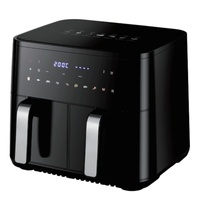 Freidora de Aire Saludable sin Aceite de 10L con Doble Cajón Grande, 2200W, Pantalla Táctil LCD 60-200 ° Freidora de Aire Digital de Doble Zona C
