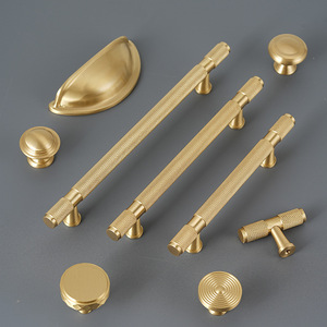 Modern Minimalist Retro Style All Copper 96mm Size Light Luxury Wardrobe <strong>Door</strong> Handle <strong>Gold</strong> Brass <strong>Knob</strong> for Kitchen Use - Product Image 1