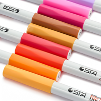 STA Acrylique Marqueurs Créatifs Stylo 48 Couleurs Direct Liquide Peinture Acrylique Marqueur Marqueurs À Base D'eau Ensemble Peinture De Roche, Céramique