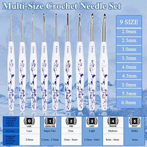 9 pièces aiguille de Crochet en aluminium avec poignée en plastique à motif de <span class=keywords><strong>porcelaine</strong></span> bleue et blanche - Product Image 4