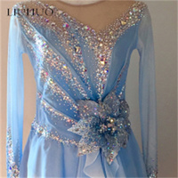 LIUHUO Robe de patinage artistique personnalisée Filles Adolescentes Robes de patinage sur glace bleues Compétition Ballroom Gym And Fitness Costumes Femmes
