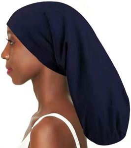 Extra Long Satin Lined Sleep Caps for <b>Braids</b> Dreadlocks Natural Curly Hair Double Layer Pullover Cap with Adjustable Travel - Product Image 4