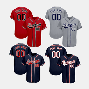 Oem kustom fashion cetak merah dan hitam bisbol kancing penuh jersey - Product Image 2