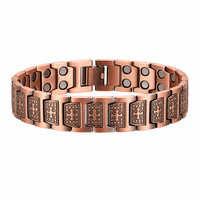 Gelang Magnet Tembaga Merah Antik Grosir Unisex Motif Salib Eksklusif Terapi Bio Energi Gelang Kesehatan
