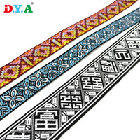 Sangle en polyester jacquard tissée de style ethnique de 5 cm, personnalisable, très vendue, pour accessoires de sac à dos et de guitare