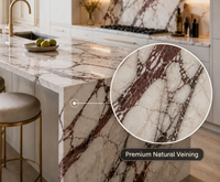 Ensemble d'armoires de cuisine modulaires modernes KEJIA, meubles de cuisine de luxe beige mat avec îlot en marbre et poignées dorées