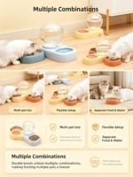 Distributeur d'eau automatique pour chat à gravité, avec compartiment anti-éclaboussures, bol en acier inoxydable de grande capacité 2,5 L, lavable et amovible
