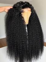 Perruques Lace Front en Cheveux Humains Naturels Bouclés Crépus de 40 Pouces, Perruques à Fermeture 4x4 pour Femmes Noires, Prêtes à Porter Sans Colle, Vente en Gros