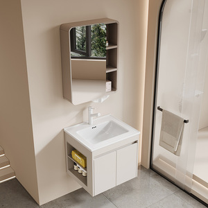 Honeycomb aluminum honeycomb bathroom cabinet with side cabinet washbasin washbasin integrated ceramic - Product Image 4
