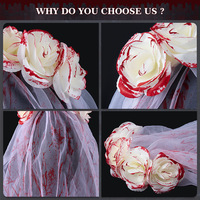 Nouvelle pince à cheveux masque voile effet sangé de mariée fantôme, accessoire de costume pour fête d'Halloween, vente en gros