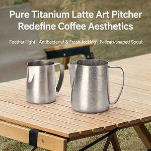 Pichet à mousse de lait Kingze avec logo personnalisé, 350 ml, 600 ml, en titane pur de qualité supérieure, pour <span class=keywords><strong>barista</strong></span> professionnel, pour espresso et latte art - Product Image 2