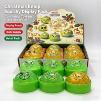 Joyeux Noël Jouet Squishy en forme de boule, motif visage de monstre vert, avec paillettes transparentes, doux à presser, sensoriel anti-stress, cadeau