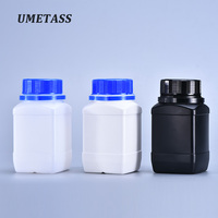 Bouteille en plastique carrée à col large de 250 ml avec bouchon à vis intérieur, étiquettes personnalisées, conteneur en plastique pour l'industrie chimique