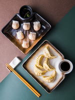 Vente chaude Style japonais carré grès émaillé salle à manger 7.5 "Restaurant boulettes en céramique assiettes à sushi plats