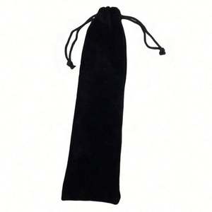 Funda Protectora Plegable de Tela Ecológica para Abanico de Mano Grande de 13 Pulgadas, de Terciopelo Negro Reflectante con Cordón, Ideal para Recuerdos de Boda - Product Image 4