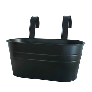 Oval Bucket Metal Tin <strong>Hanging</strong> <strong>Planter</strong> with Removable Hook for Baluster <strong>Fence</strong> Balcony Garden for Bonsai - Product Image 3