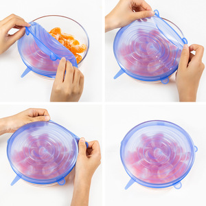6 pièces de couvercles alimentaires réutilisables en silicone pour la conservation des aliments frais, couvercles hermétiques en silicone, couvercles extensibles sous vide, emballages alimentaires - Product Image 3