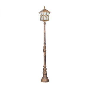 Lampadaire de jardin extérieur en fer avec abat-jour en verre LED, lumière blanc chaud 2700K, IP66, ampoule A19 non amovible, AC 220V, détecteur de mouvement, alimenté par énergie solaire - Product Image 1