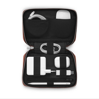 Sac de rangement pour câbles et chargeurs portables, en cuir de luxe, multifonction, avec fermeture éclair, durable, personnalisable avec logo, idéal pour les voyages