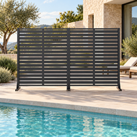 Panneau de clôture extérieur moderne en acier durable, thermolaqué, résistant aux intempéries, à lattes, pour la sécurité de la maison et du jardin, 6 pieds