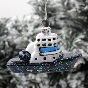 Pendentifs de <span class=keywords><strong>petit</strong></span> <span class=keywords><strong>voilier</strong></span> faits à la main en verre soufflé décorations de noël en gros vitrine artisanat d'exportation - Product Image 2