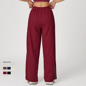 Pantalon de jogging surdimensionné en coton épais personnalisé, pantalon de survêtement pour femme à taille haute et jambe large avec poches - Product Image 3