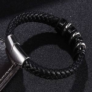 Venta al por mayor Popular de gama alta de los hombres de acero inoxidable titanio acero tejido pulsera de cuero estilo Europeo Americano inspirado budismo - Product Image 4