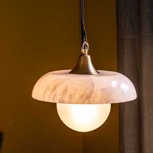 Wabi Sabi Style Single Head Pendant <b>Light</b> Round Led Stone <b>Chandelier</b> For Home Bedroom Entryway Hallway Dining Room - Product Image 3