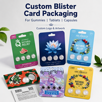 Emballage personnalisé sous blister pour comprimés et bonbons gélifiés, avec carte de support recyclable et dôme blister transparent