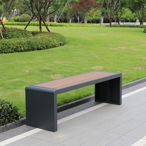 Panca Moderna <span class=keywords><strong>da</strong></span> Esterno con Struttura KD, Sedia Lunga in WPC per Parco, Panca <span class=keywords><strong>da</strong></span> <span class=keywords><strong>Giardino</strong></span> in Acciaio Zincato 1.5m 1.8m, Seduta Pubblica Stradale - Product Image 1