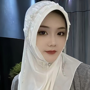 Hijab in Chiffon con Nappe e Frange, Stile Arabia Saudita Dubai, Sciarpa Islamica Turca per Uso Quotidiano - Product Image 1